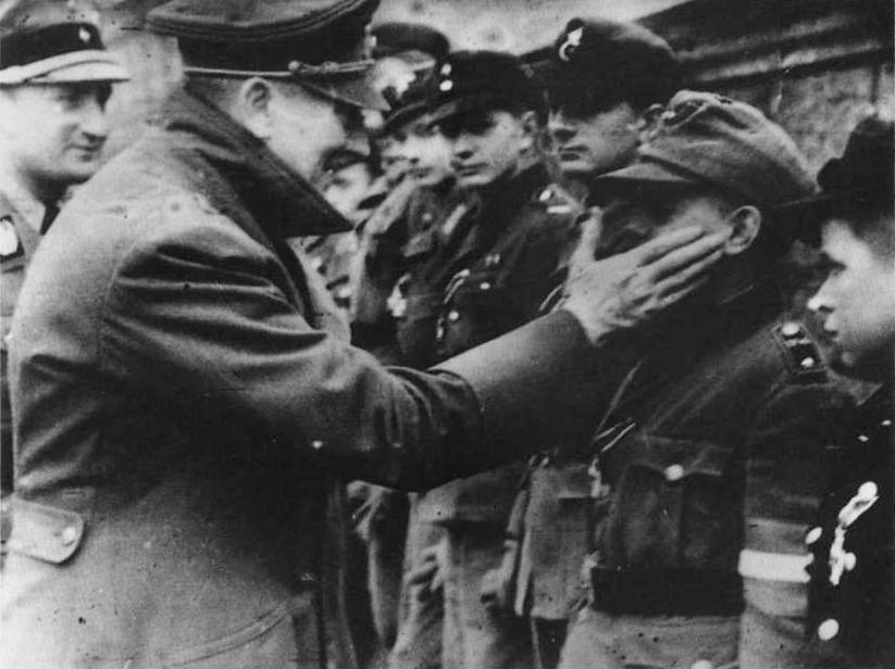 Hiler Youth boys with Hitler in Berlin