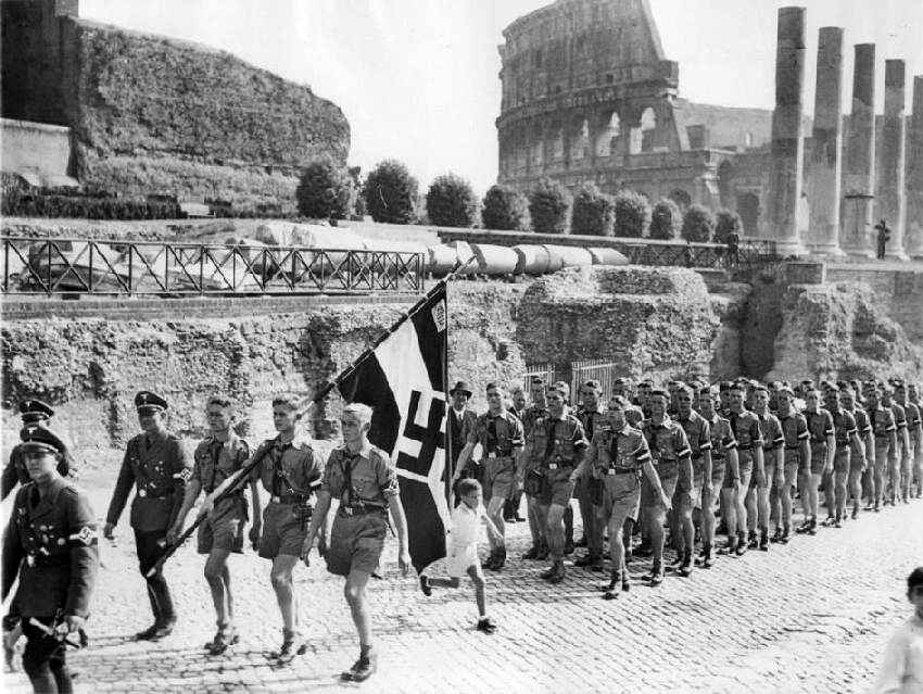 Image result for mussolini hitler youth 1936
