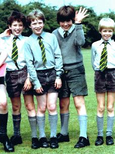 school uniform jumper and cord shorts