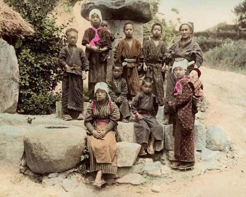Japanese 19th century children family