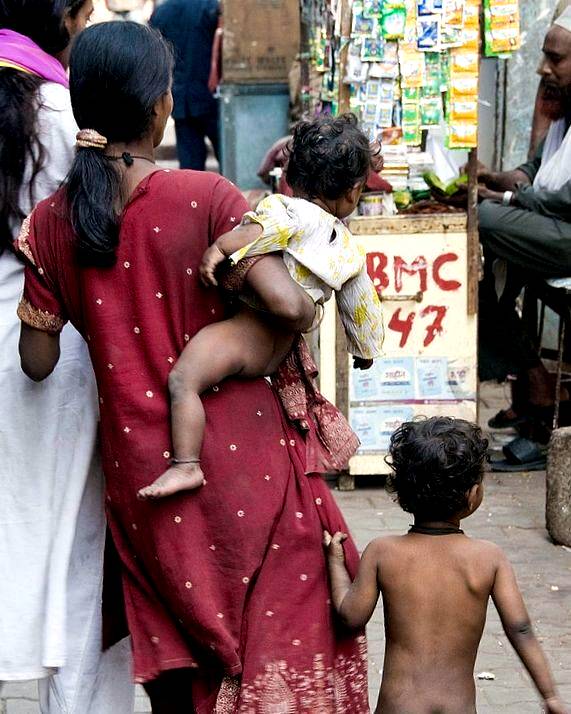 Indian beggar family