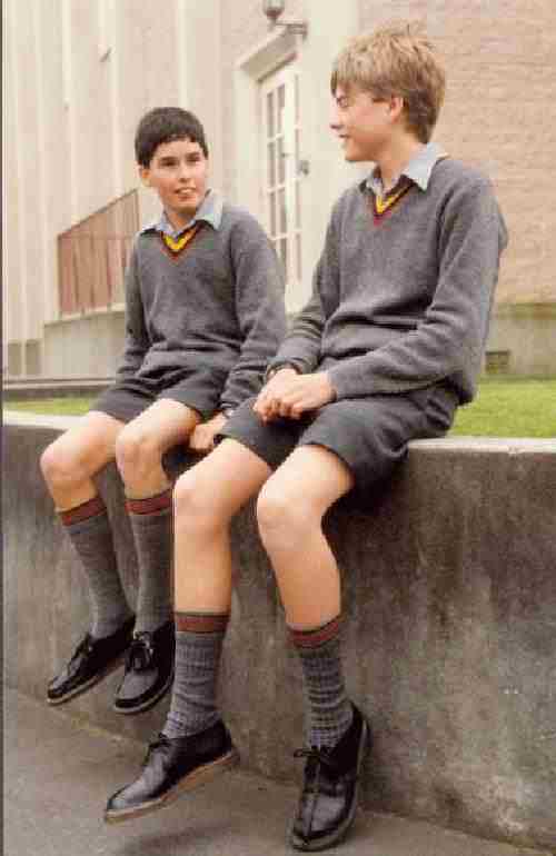 Figure 1.--These New Zealand boys wears parially paterned knee socks ...