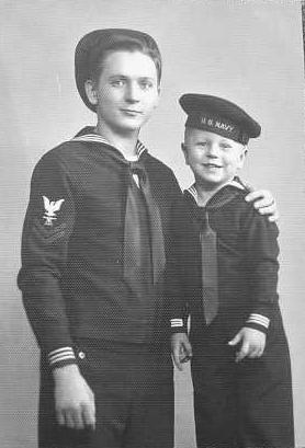 Amerixan World War II sailor boy and dad