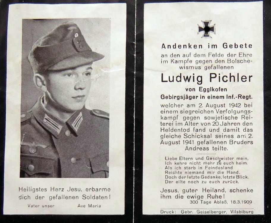 German World War II death cards